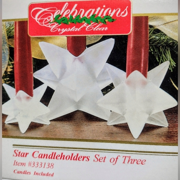 Brand New Christmas Star Candeholders Set of Three Celebrations Crystal Clear - Picture 2 of 8